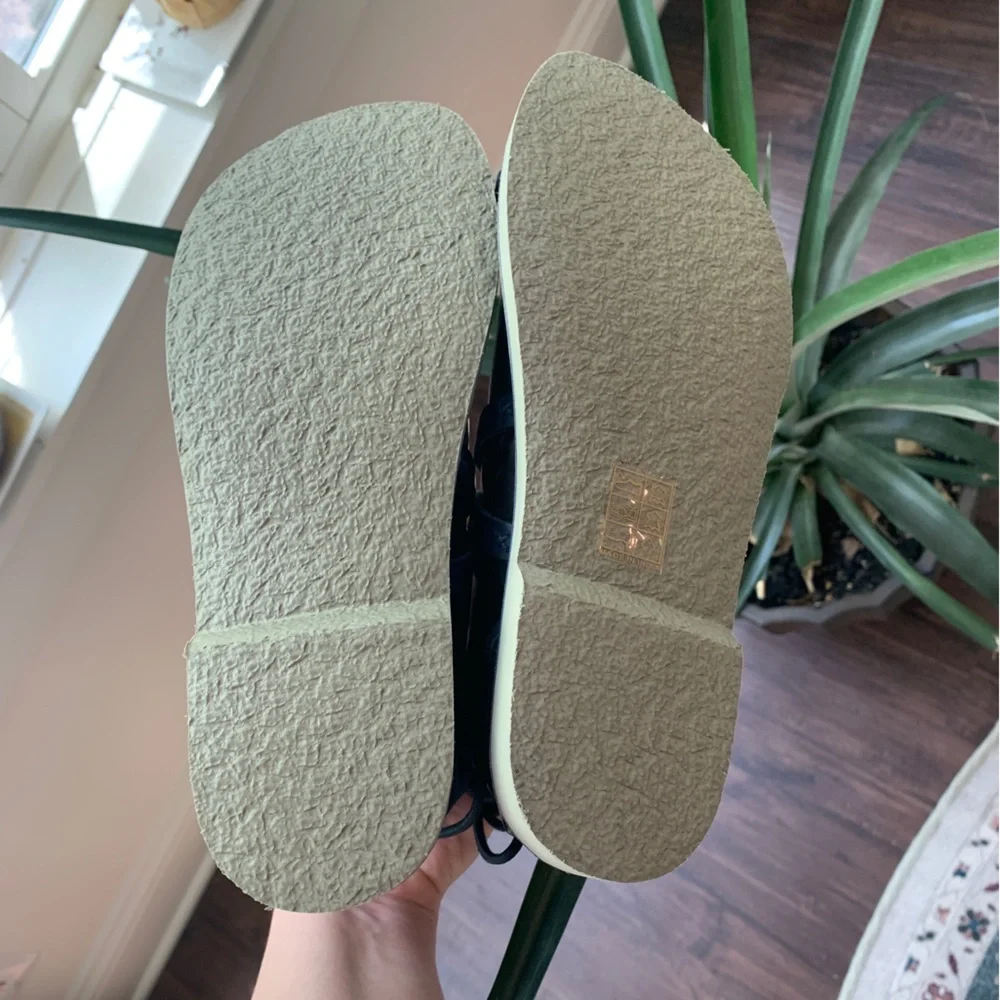 NEW Free People Vacation Day Leather Wrap Sandal Denim Blue Size 8.5 - Picture 7 of 11